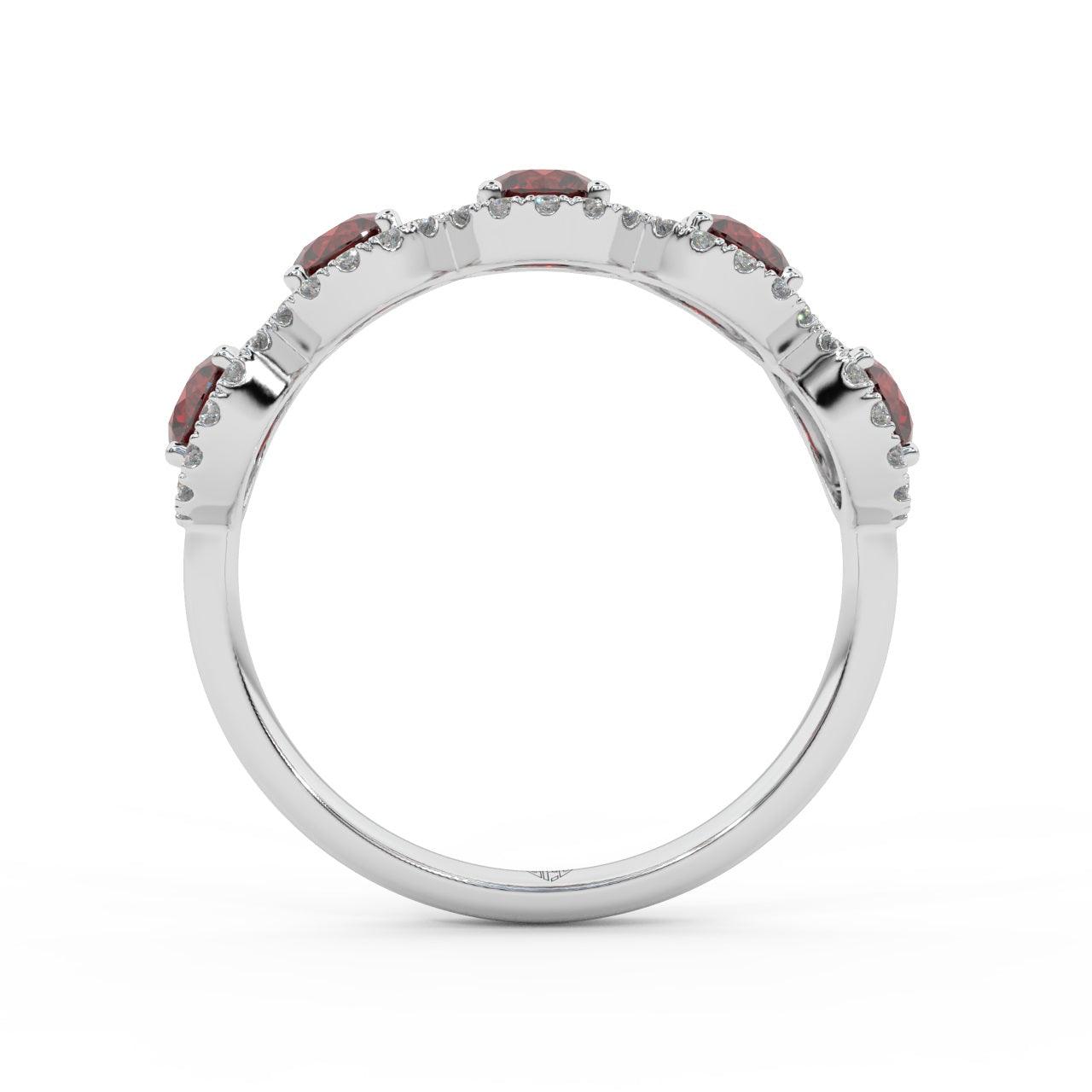 1.25 Ct Ruby and Diamond Halo Women's Ring in 950 Platinum & Gold