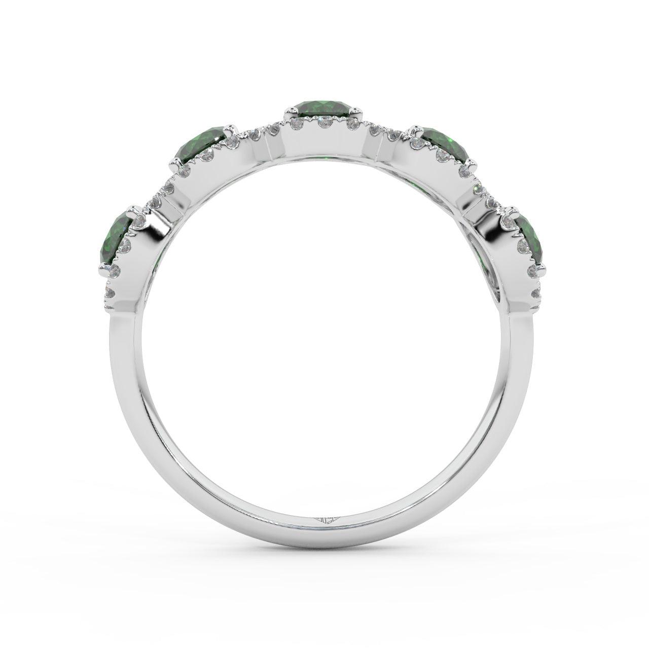 1.25 Ct Emerald and Diamond Halo Women's Ring in 950 Platinum & Gold