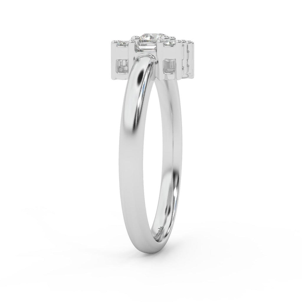 Round & Baguette Diamond Designer Women's Ring - 0.55 Carat
