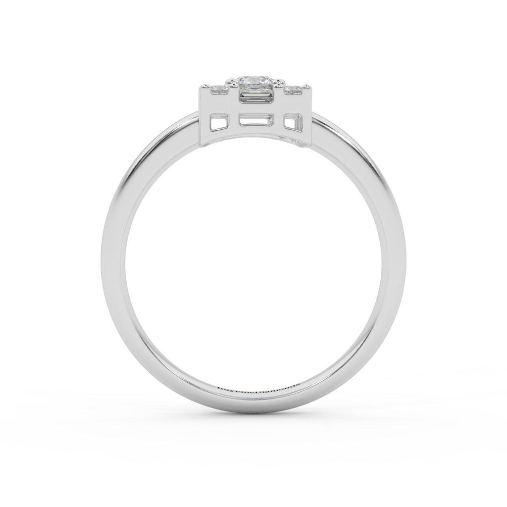 Round & Baguette Diamond Designer Women's Ring - 0.55 Carat