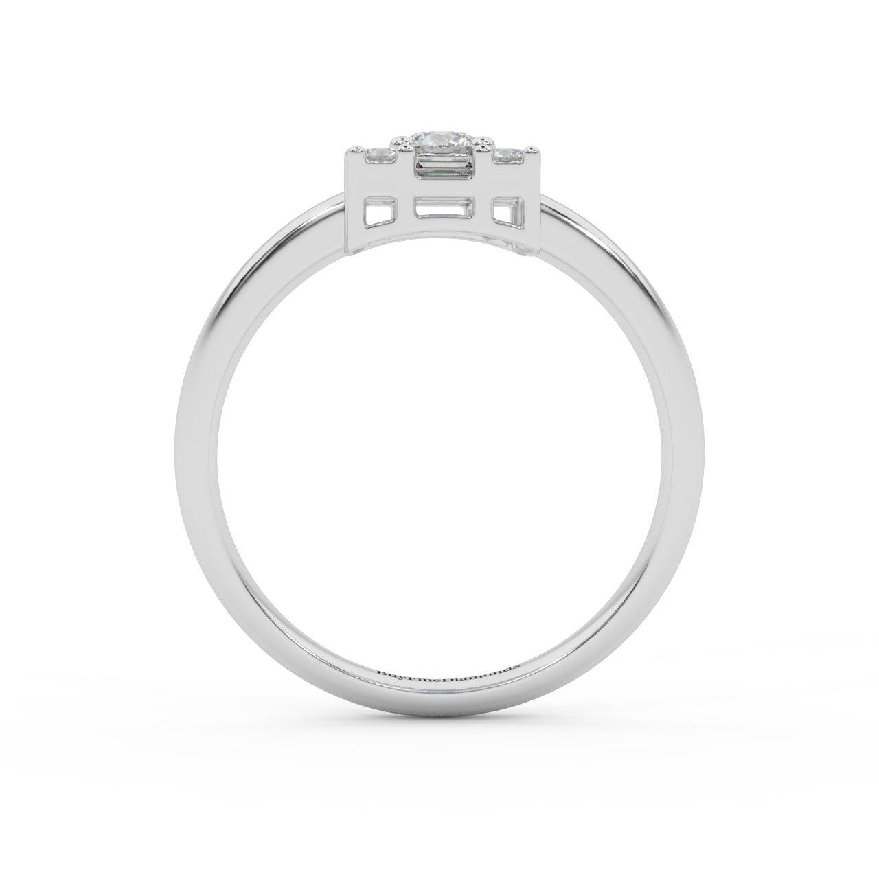 Round & Baguette Diamond Designer Women's Ring - 0.55 Carat