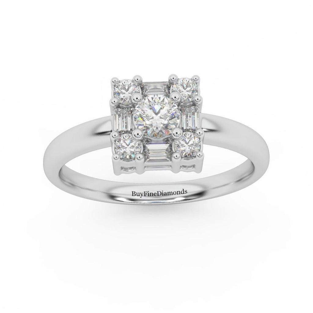 Round & Baguette Diamond Designer Women's Ring - 0.55 Carat