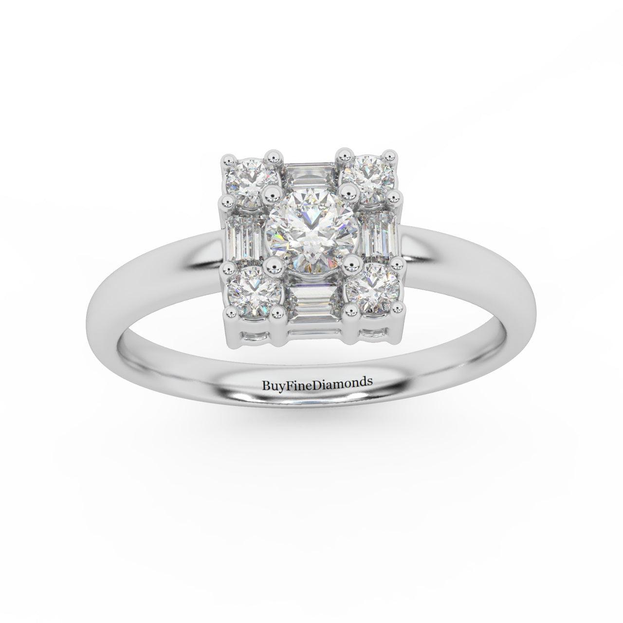 Round & Baguette Diamond Designer Women's Ring - 0.55 Carat