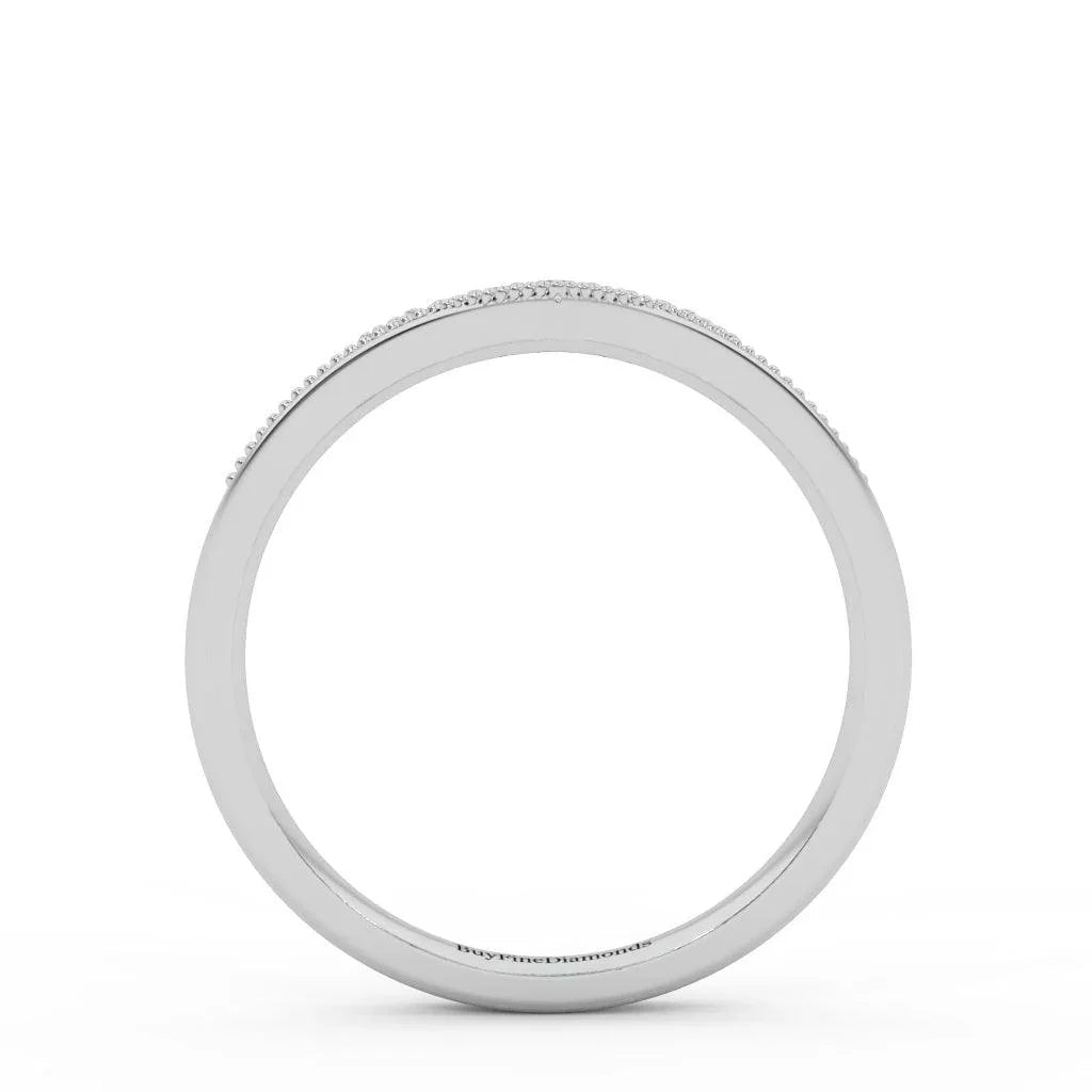 Petite Lab Diamond Chevron Milgrain Stacking Wedding Band Ring