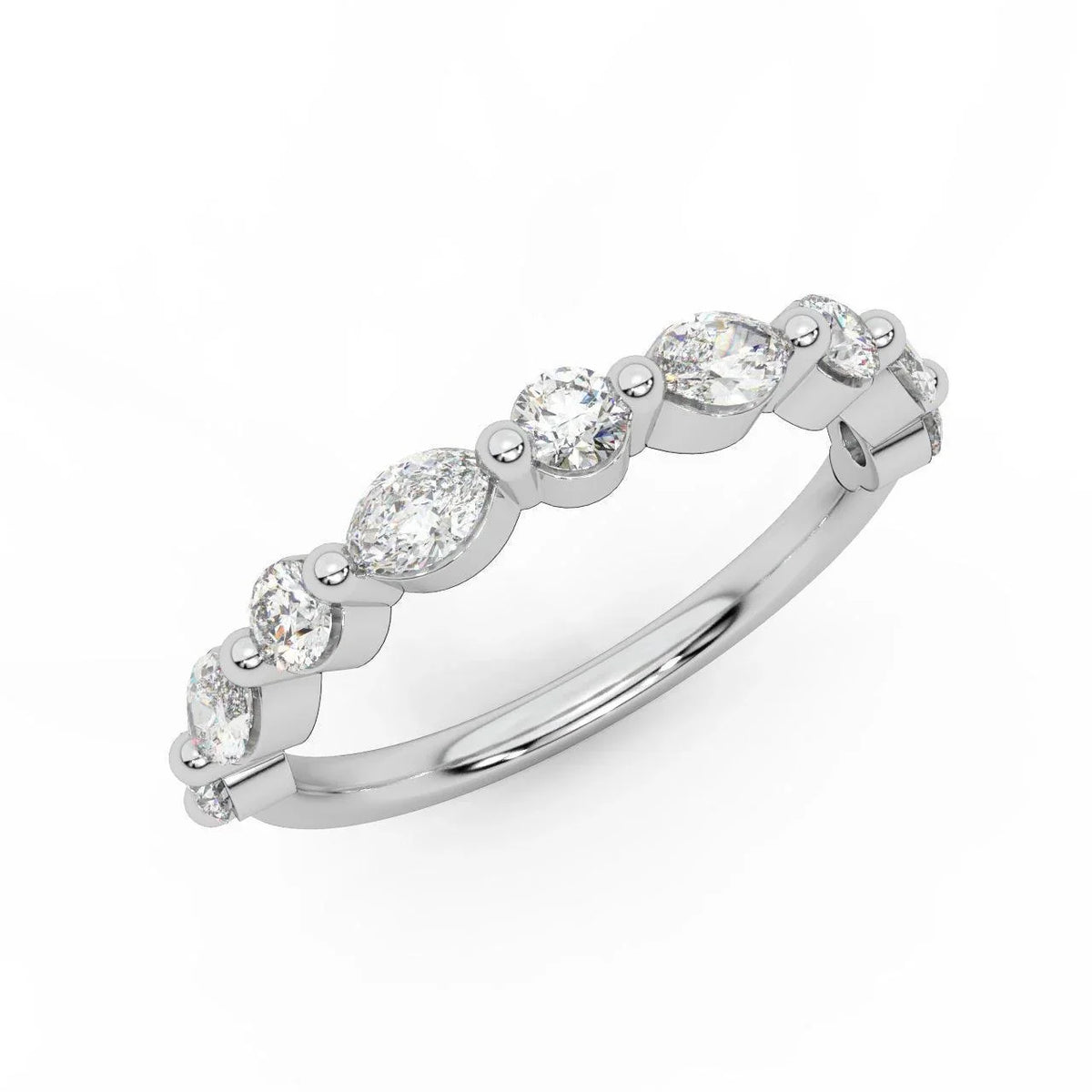 D/VS 0.50 Carat Marquise and Round Brilliant Lab Diamond Half Eternity Ring
