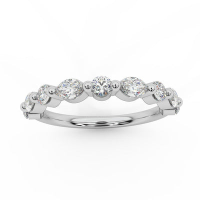 D/VS 0.50 Carat Marquise and Round Brilliant Lab Diamond Half Eternity Ring