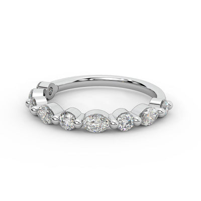 D/VS 0.50 Carat Marquise and Round Brilliant Lab Diamond Half Eternity Ring