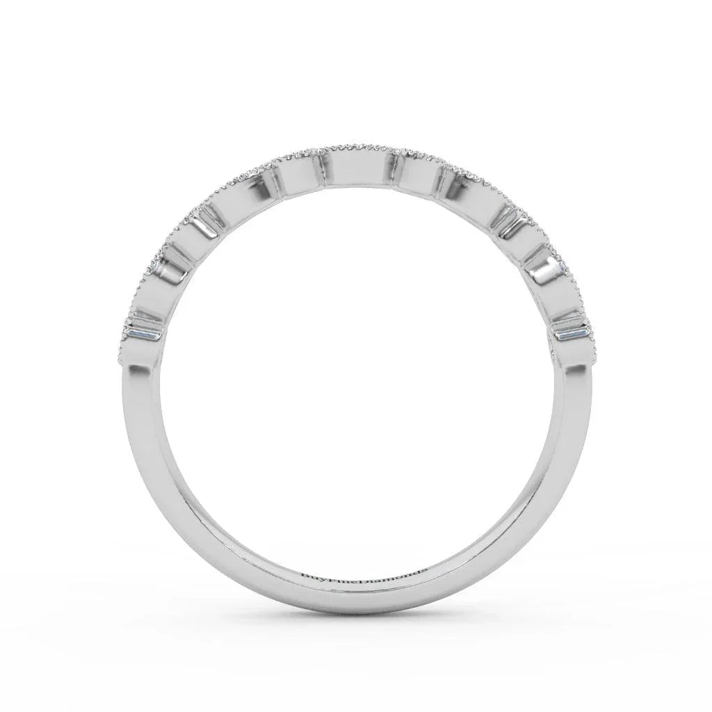 Milgrain Bezel Set Natural Round Diamond Designer Half Eternity Ring - 0.20 Carat