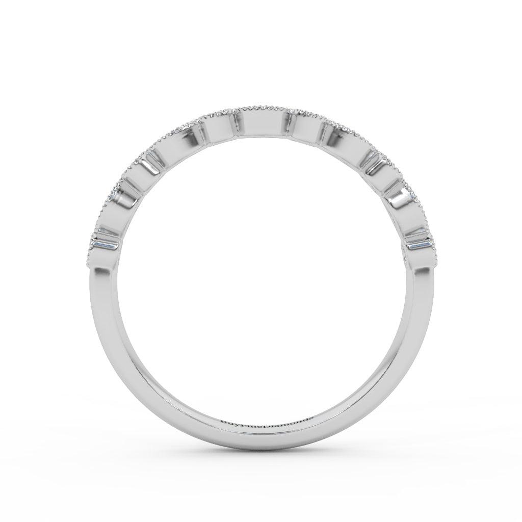 Milgrain Bezel Set Natural Round Diamond Designer Half Eternity Ring - 0.20 Carat