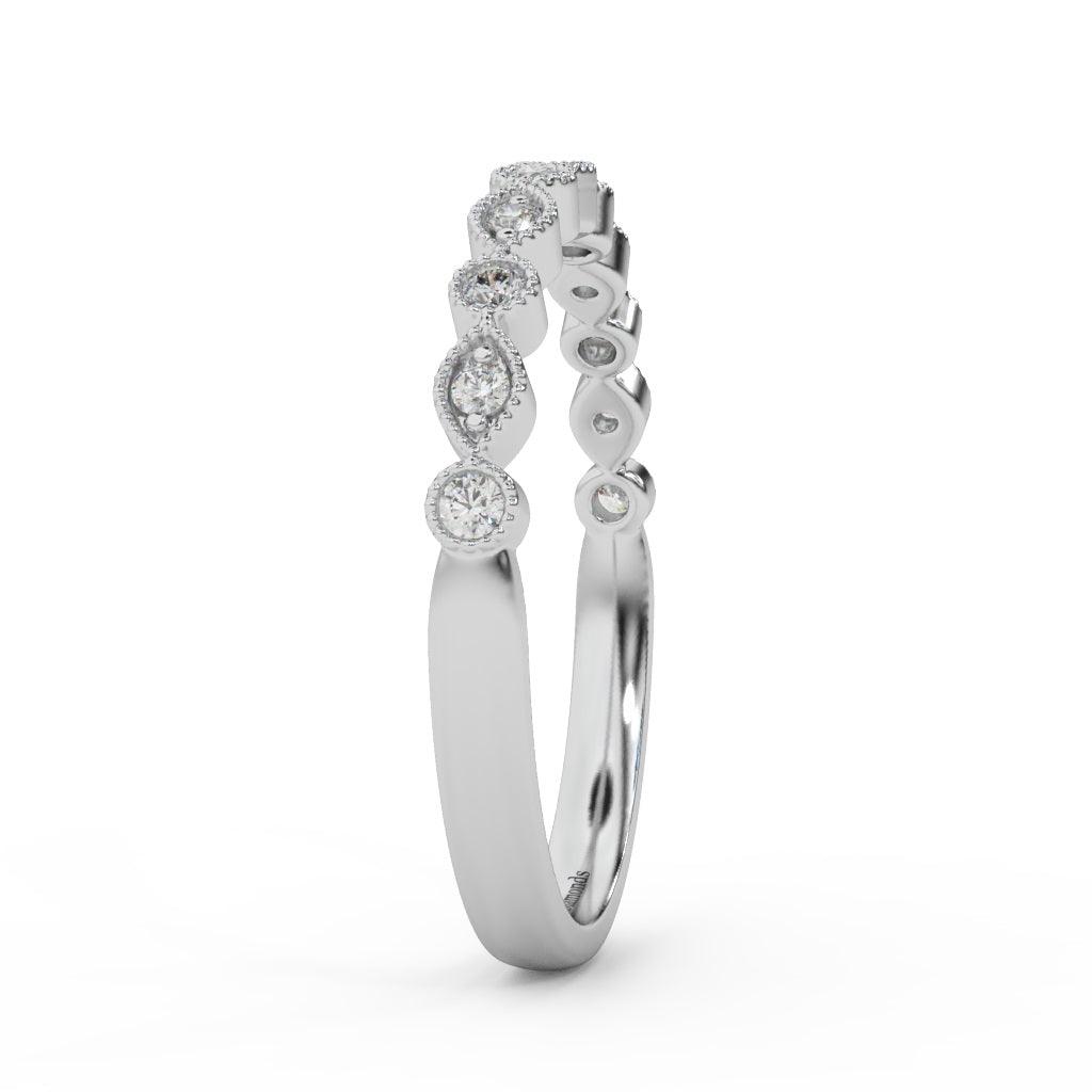 Milgrain Bezel Set Natural Round Diamond Designer Half Eternity Ring - 0.20 Carat