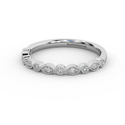 Milgrain Bezel Set Natural Round Diamond Designer Half Eternity Ring - 0.20 Carat