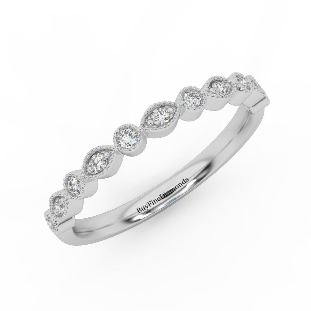 Milgrain Bezel Set Natural Round Diamond Designer Half Eternity Ring - 0.20 Carat