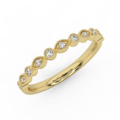 Milgrain Bezel Set Natural Round Diamond Designer Half Eternity Ring - 0.20 Carat