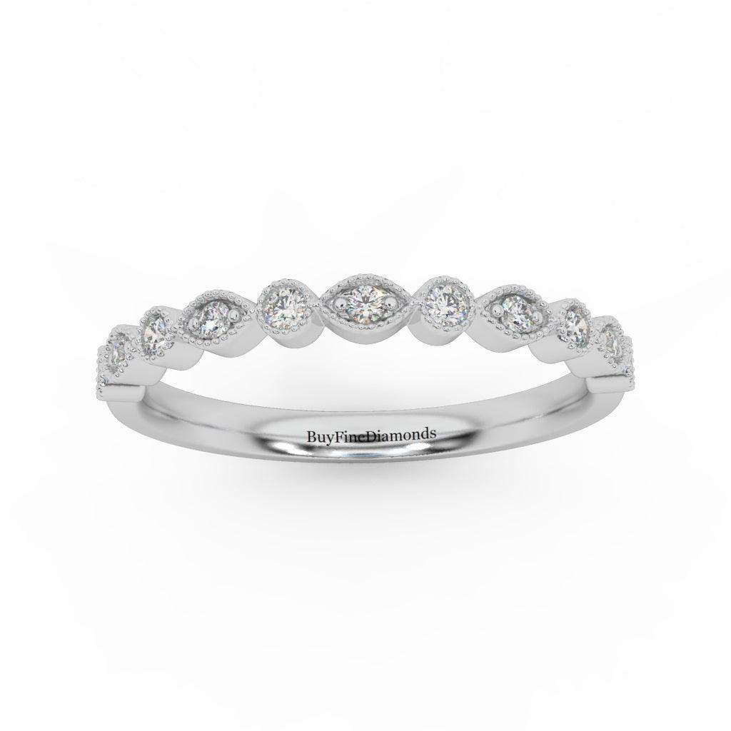 Milgrain Bezel Set Natural Round Diamond Designer Half Eternity Ring - 0.20 Carat