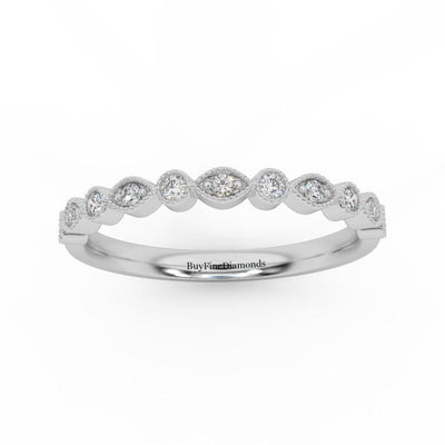 Milgrain Bezel Set Natural Round Diamond Designer Half Eternity Ring - 0.20 Carat