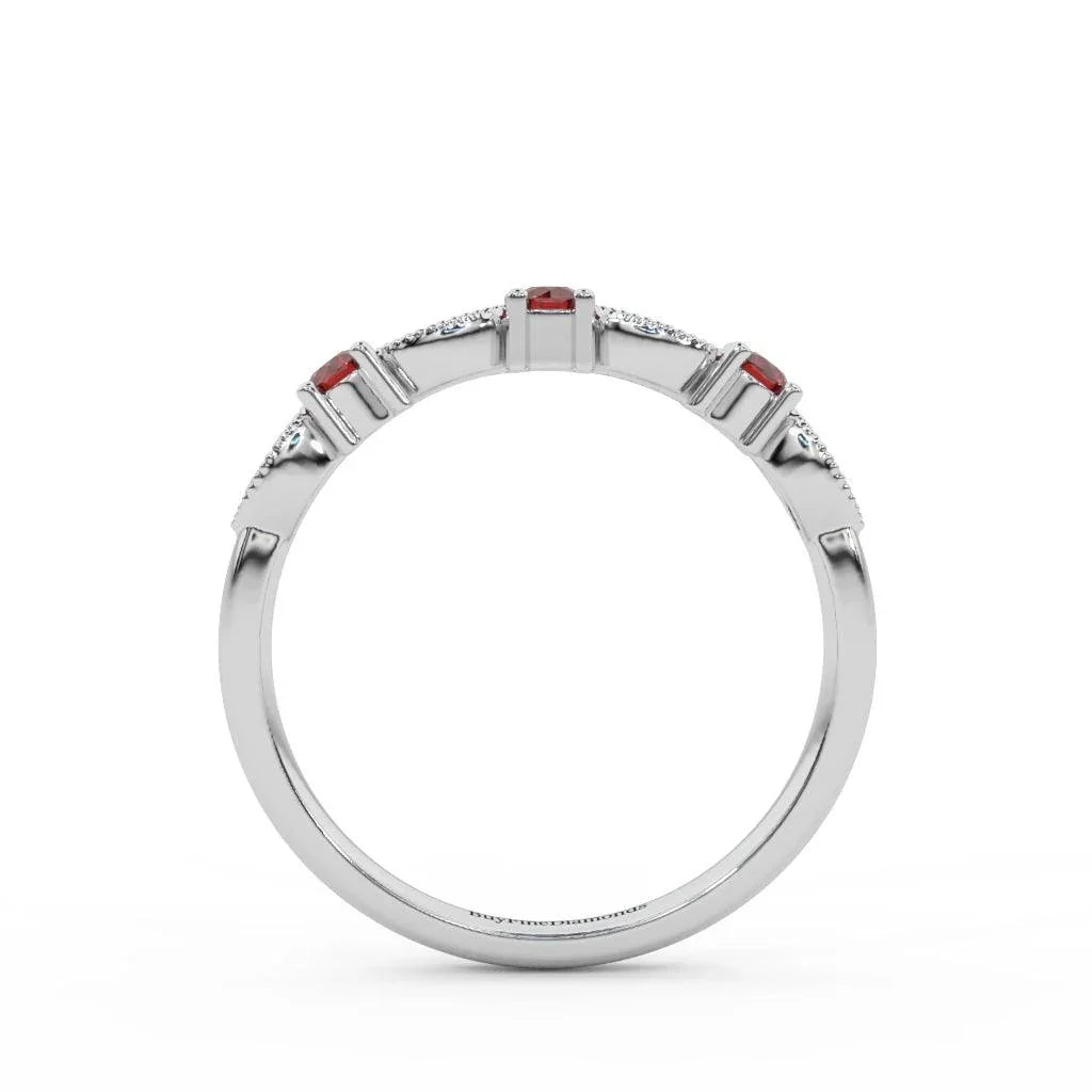Natural Ruby & Diamond Women's Wedding Band
