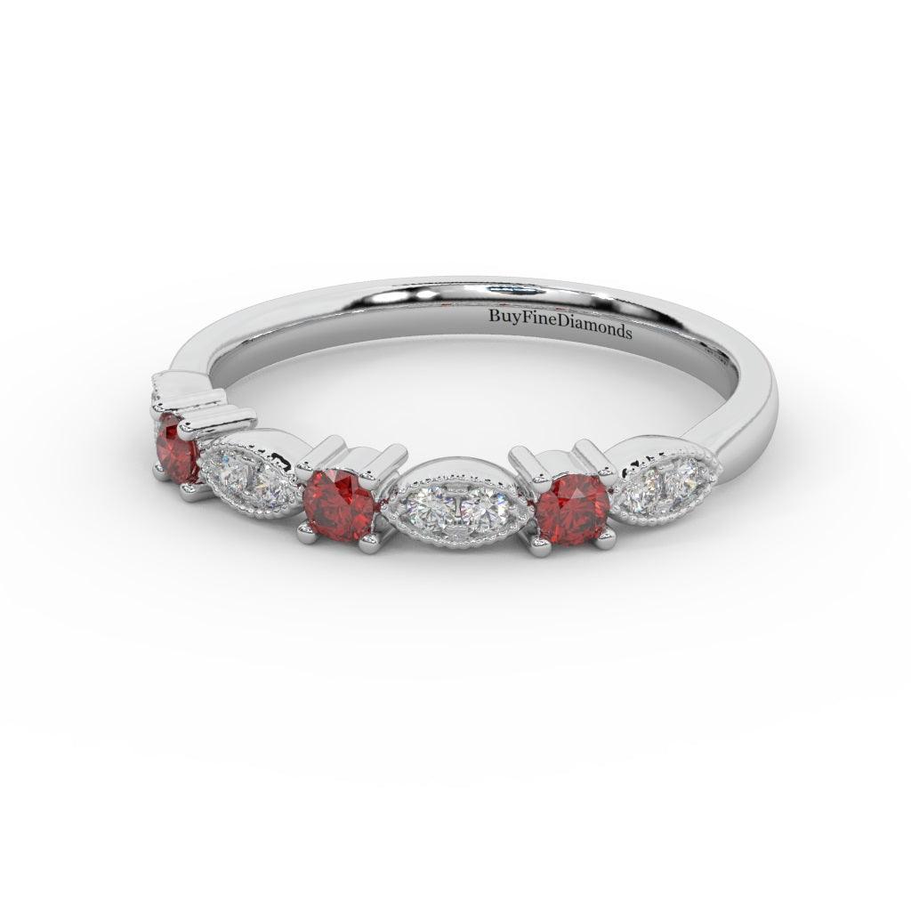 Natural Ruby & Diamond Women's Wedding Band