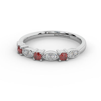 Natural Ruby & Diamond Women's Wedding Band