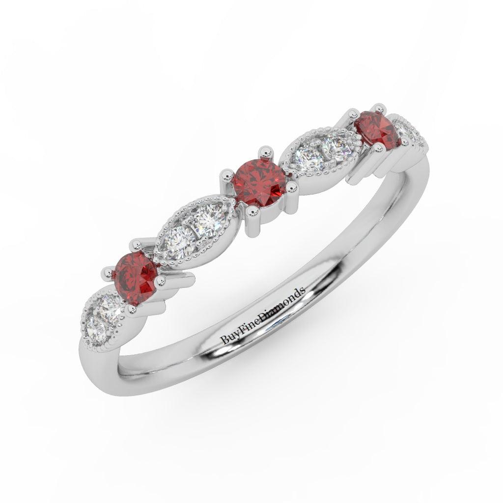 Natural Ruby & Diamond Women's Wedding Band