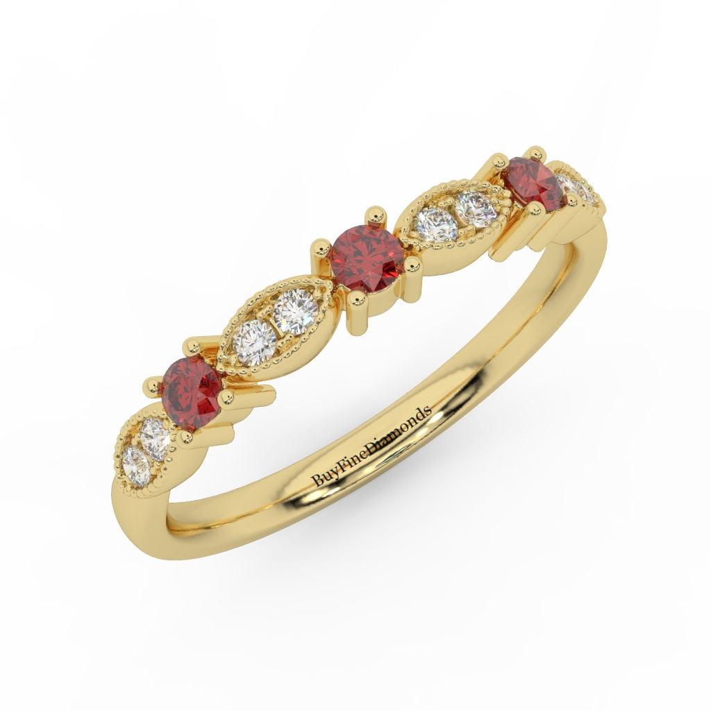 Natural Ruby & Diamond Women's Wedding Band