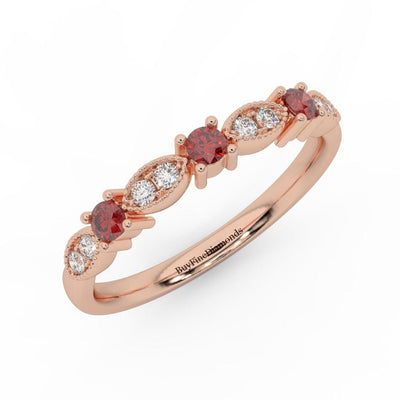 Natural Ruby & Diamond Women's Wedding Band