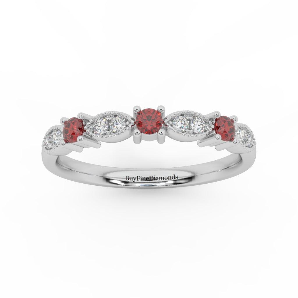 Natural Ruby & Diamond Women's Wedding Band