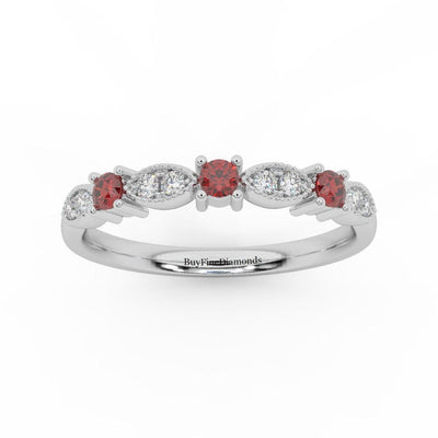 Natural Ruby & Diamond Women's Wedding Band