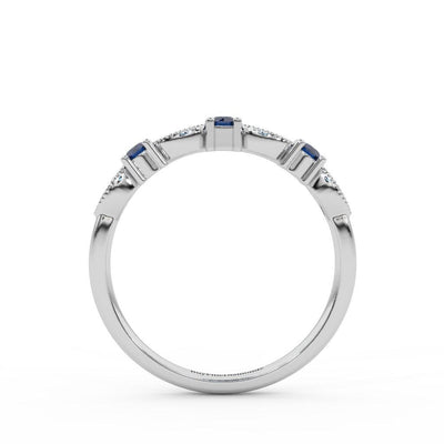 Natural Sapphire & Diamond Wedding Band