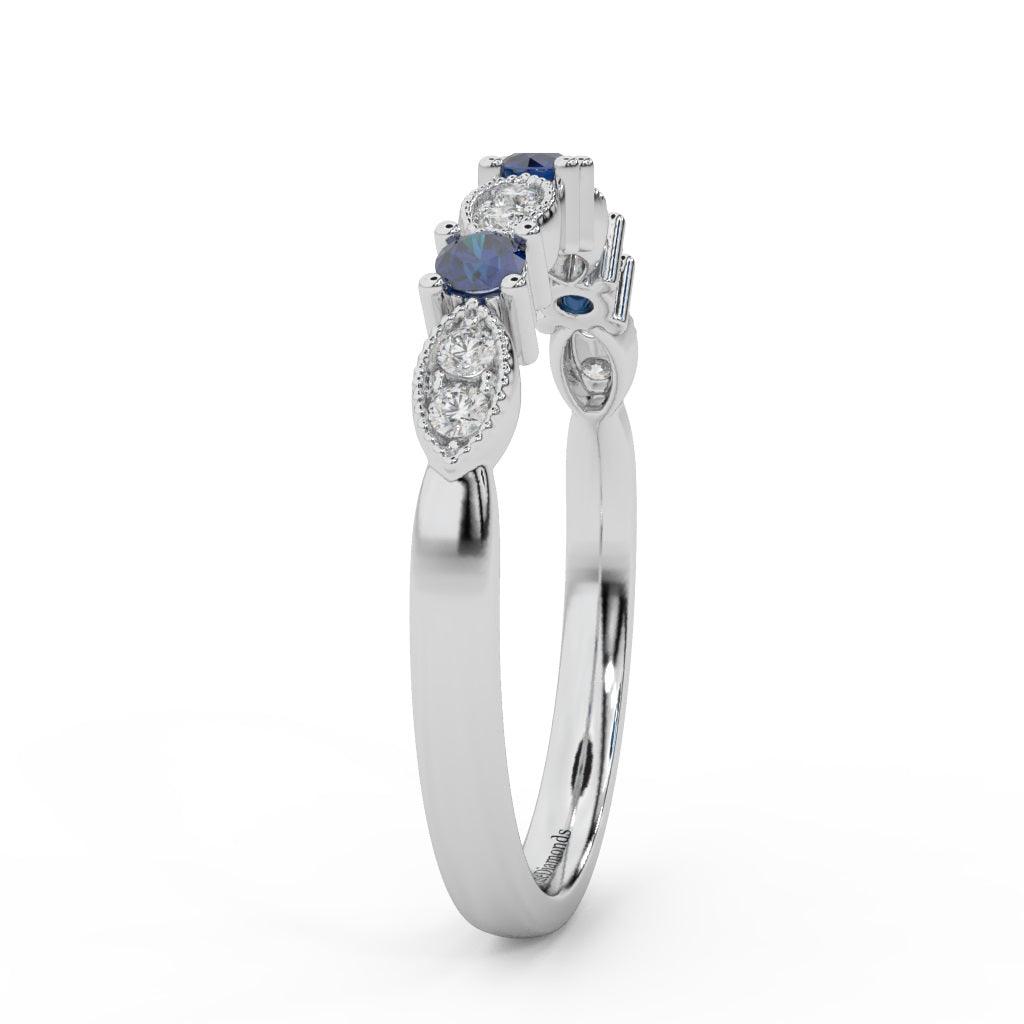 Natural Sapphire & Diamond Wedding Band