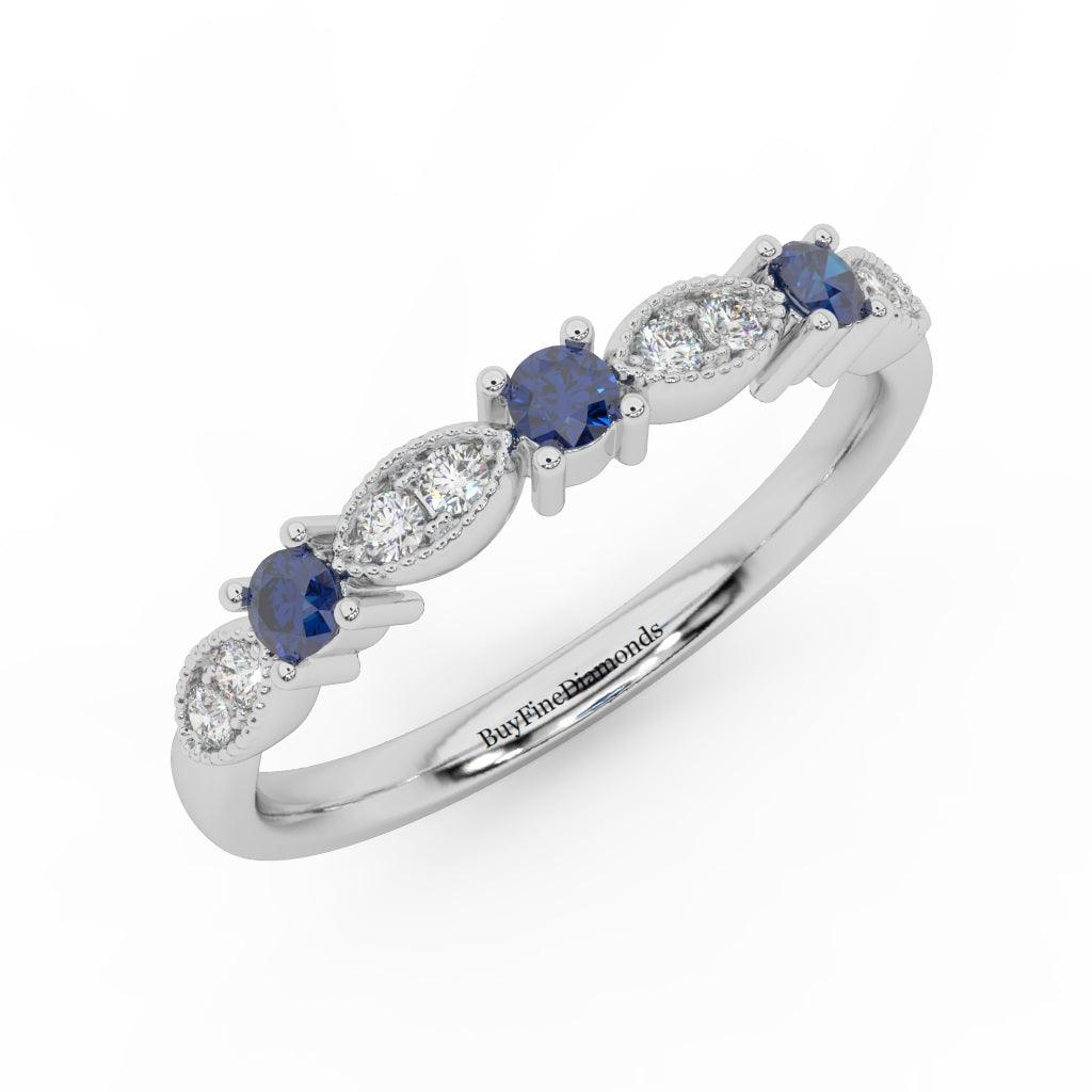 Natural Sapphire & Diamond Wedding Band