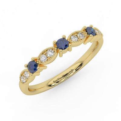 Natural Sapphire & Diamond Wedding Band