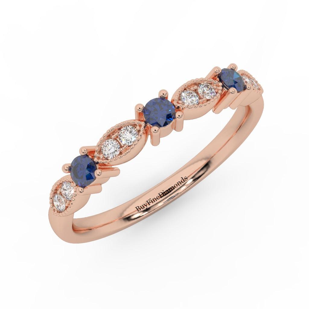 Natural Sapphire & Diamond Wedding Band