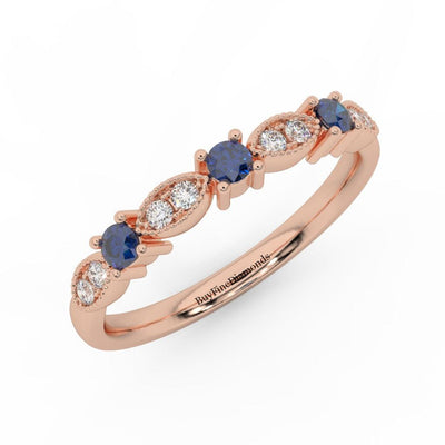 Natural Sapphire & Diamond Wedding Band