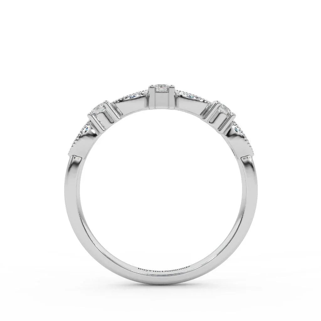 Round Diamond Engagement Wedding Band