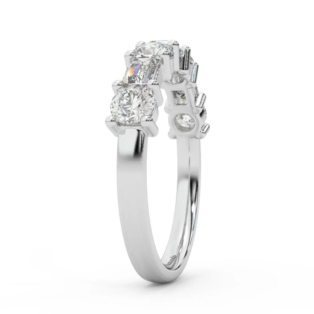 Classic Natural Round & Baguette Diamond Half Eternity Wedding Ring - 1.20 Carat