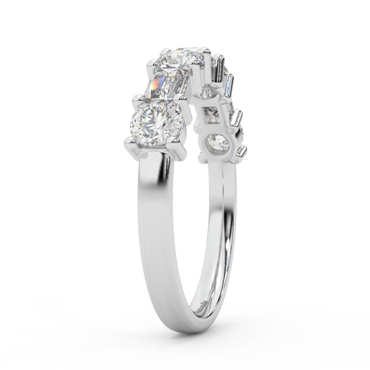 Classic Natural Round & Baguette Diamond Half Eternity Wedding Ring - 1.20 Carat