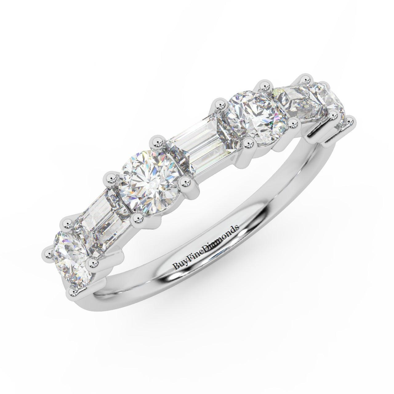 Classic Natural Round & Baguette Diamond Half Eternity Wedding Ring - 1.20 Carat