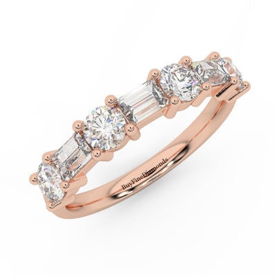 Classic Natural Round & Baguette Diamond Half Eternity Wedding Ring - 1.20 Carat