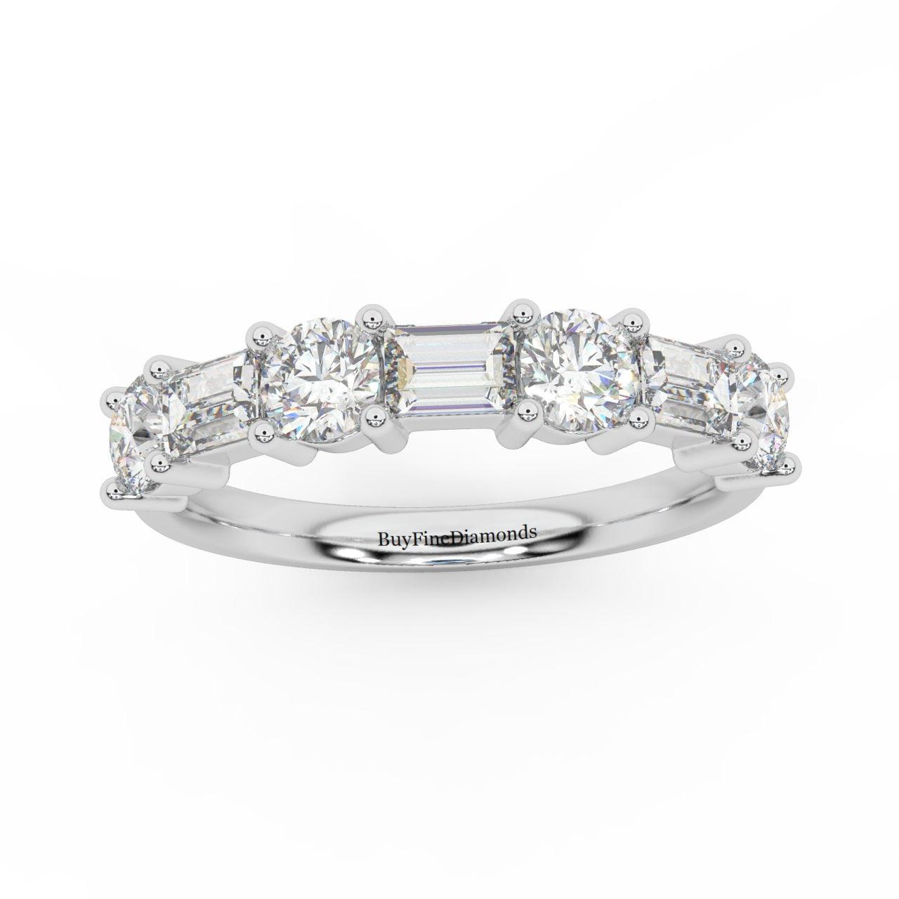 Classic Natural Round & Baguette Diamond Half Eternity Wedding Ring - 1.20 Carat