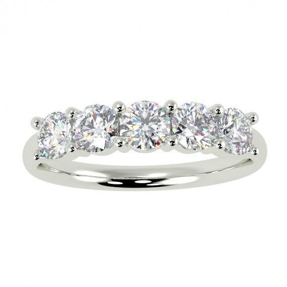 FIVE STONE DIAMOND RING IN PLATINUM & 18K GOLD