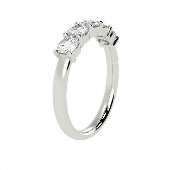 FIVE STONE DIAMOND RING IN PLATINUM & 18K GOLD