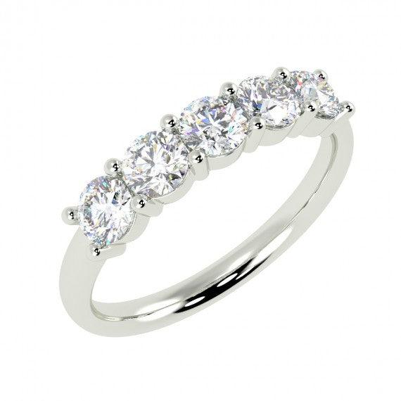 FIVE STONE ROUND DIAMOND RING IN PLATINUM & 18K GOLD