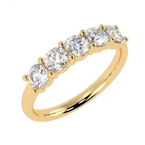 FIVE STONE DIAMOND RING IN PLATINUM & 18K GOLD