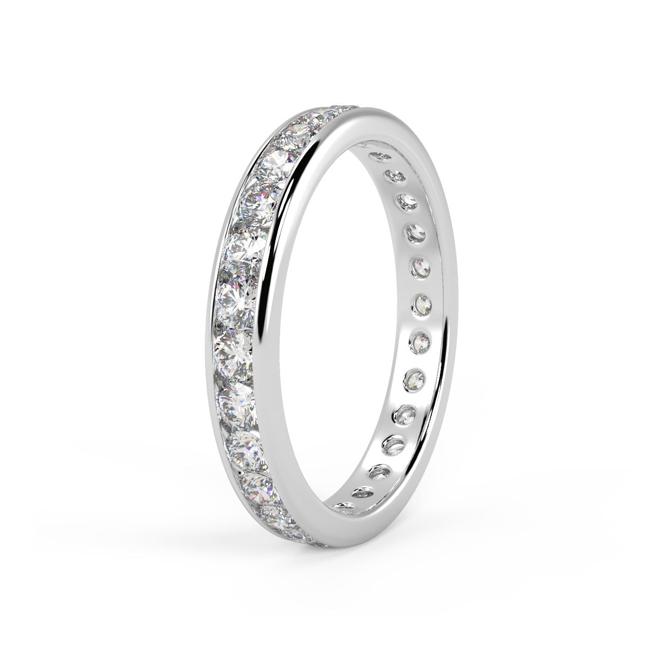 Exceptional White !  Platinum D/VVS 1.50Ct Round Diamond Full Eternity Ring for Women's
