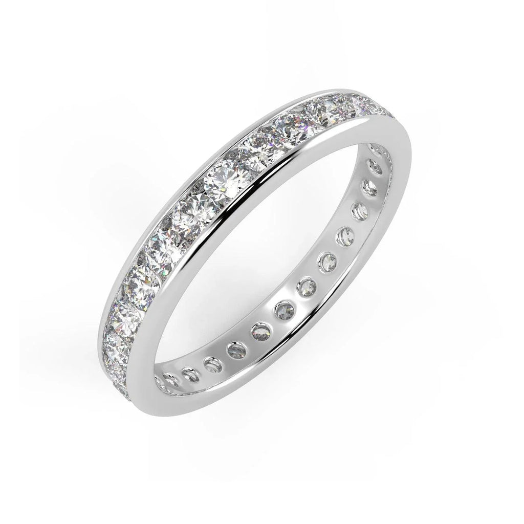 Exceptional White !  Platinum D/VS 1.50Ct Round Diamond Full Eternity Ring for Women's