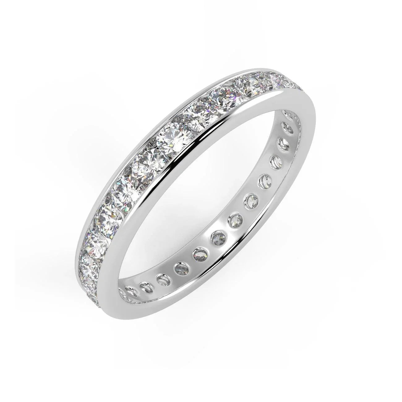 Exceptional White !  Platinum D/VS 1.50Ct Round Diamond Full Eternity Ring for Women's