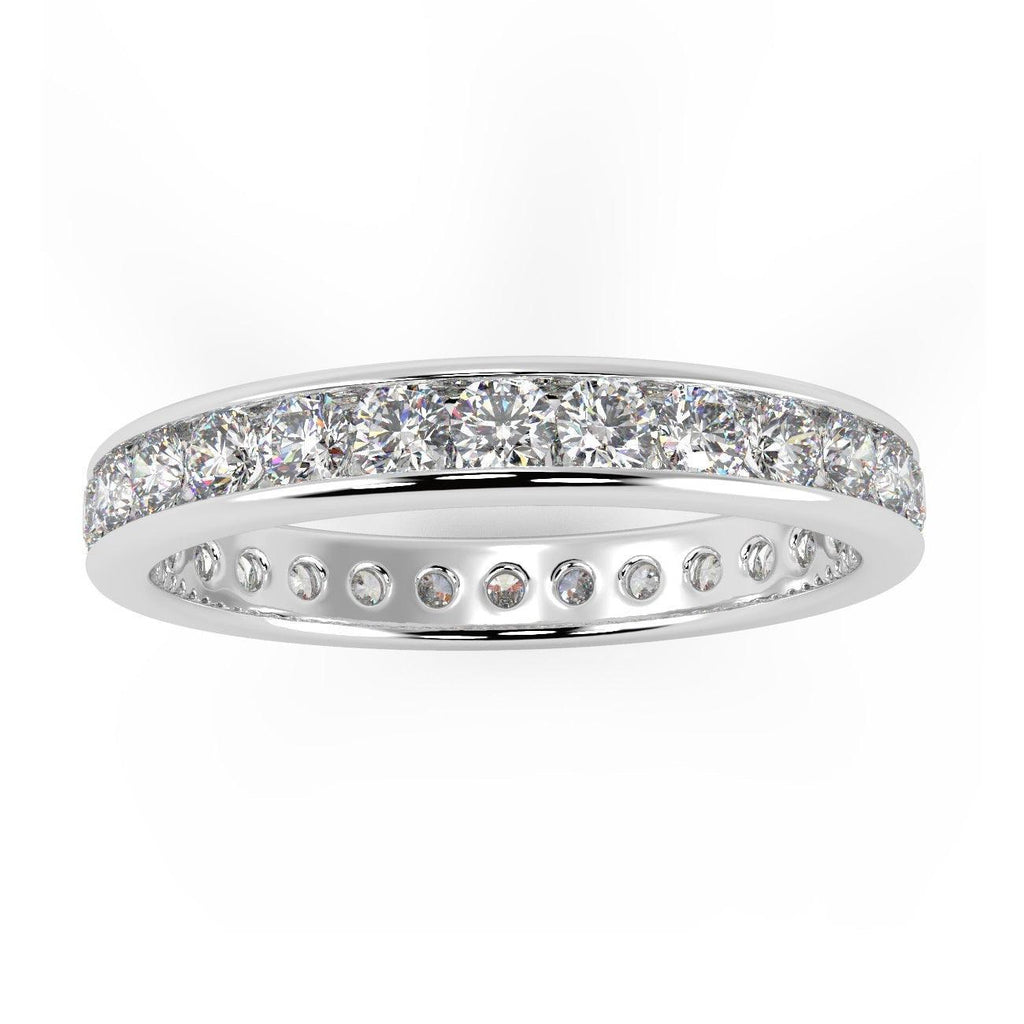 Exceptional White !  Platinum D/VS 1.50Ct Round Diamond Full Eternity Ring for Women's