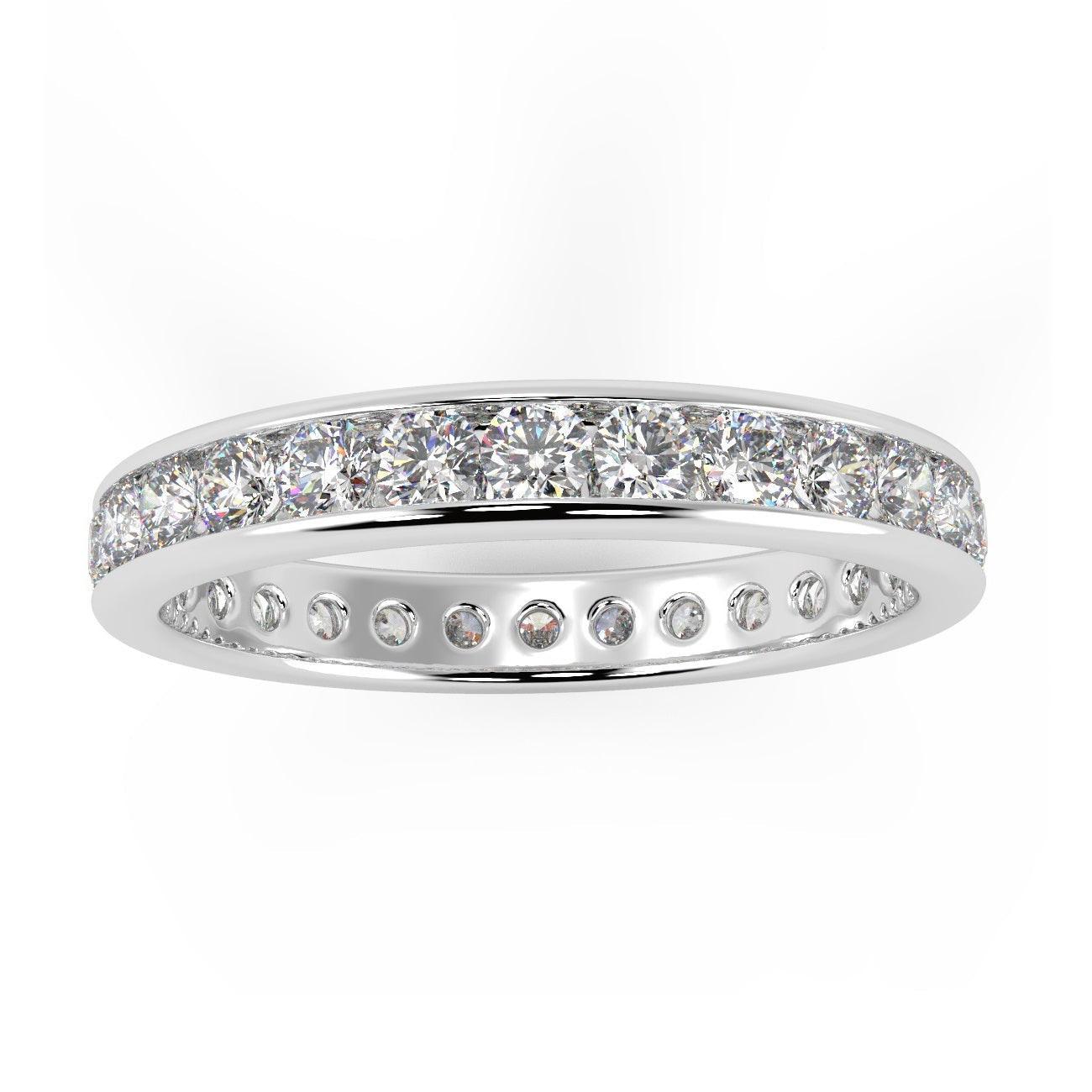 Exceptional White !  Platinum D/VS 1.50Ct Round Diamond Full Eternity Ring for Women's