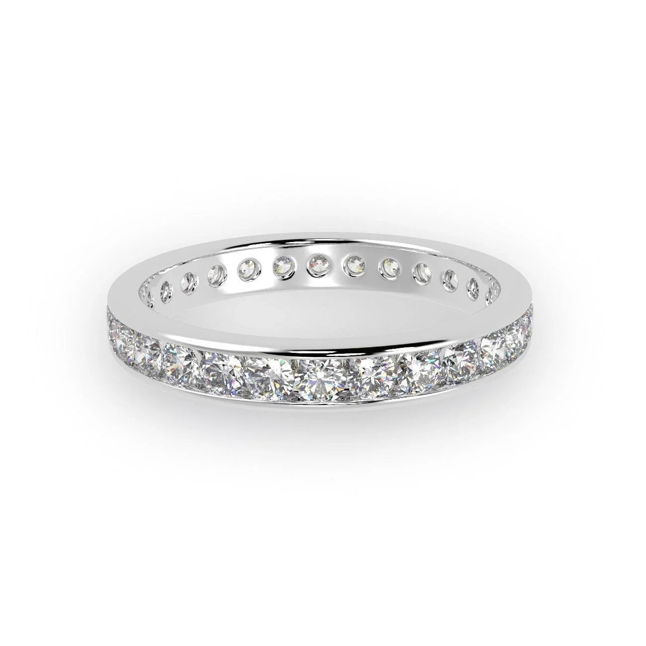 Exceptional White !  Platinum D/VS 1.50Ct Round Diamond Full Eternity Ring for Women's