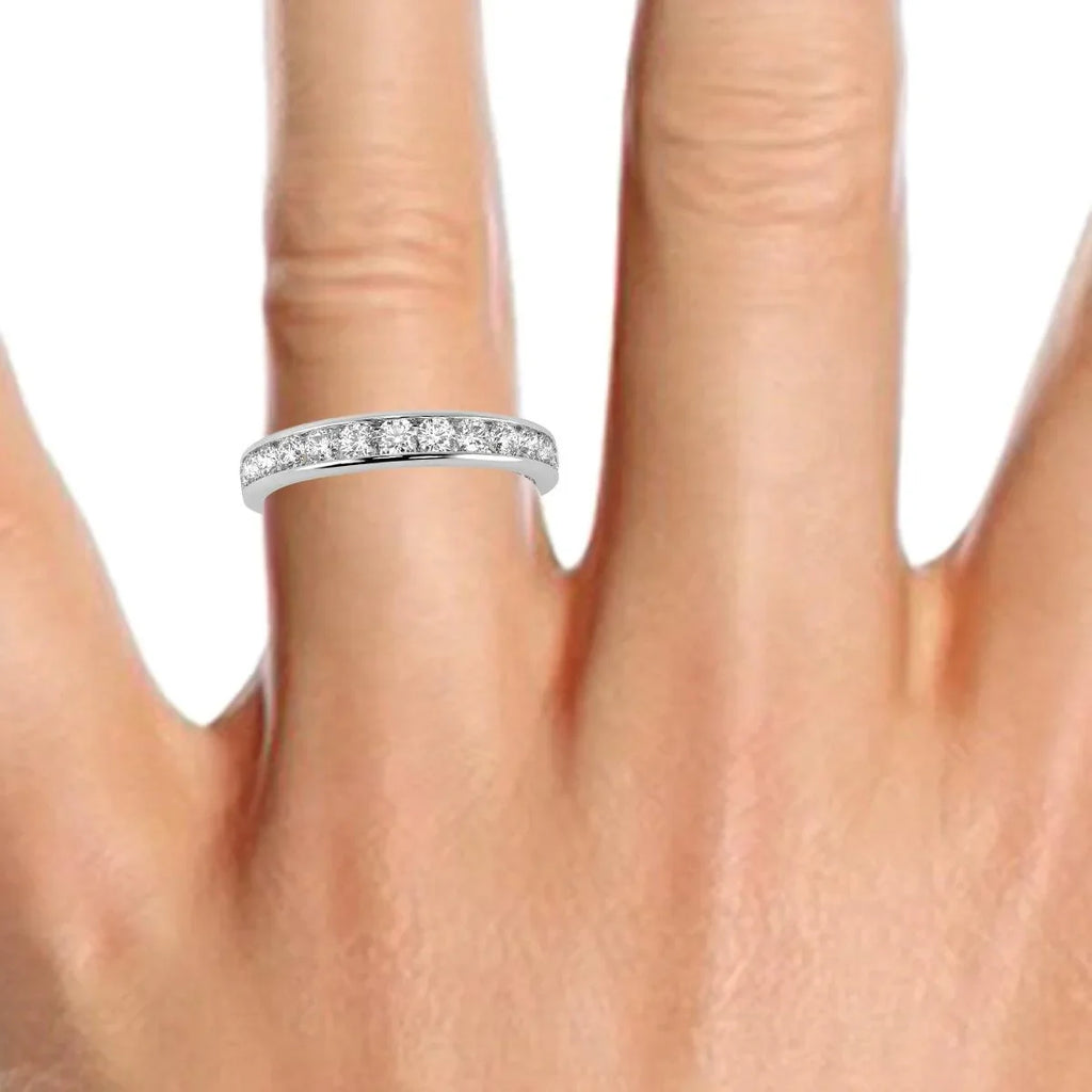 Best Offer ! D/VVS 1.00Ct Round Diamond Full Eternity Ring for Women's in Hallmarked Platinum / Gold